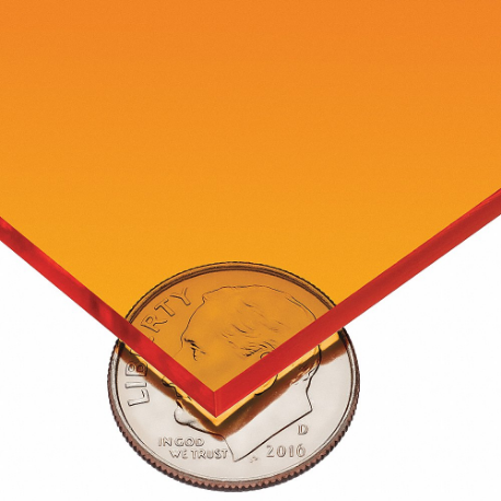 GRAINGER PS-CACT-77 Plastic Sheet, 0.125 Inch Thick, 12 Inch W x 12 Inch L, Orange, Clear, 9 | CP6XRF 56LH35