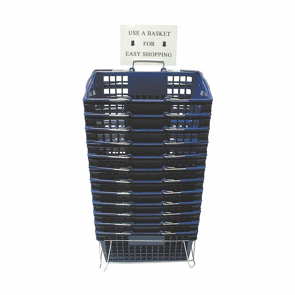 GRAINGER RWR-HDB-BE01ST Hand Basket, 18 1/4 x 12 1/4 x 8 5/8 Inch Size, Polypropylene, Blue, Metal | CJ2JZC 4YFF3