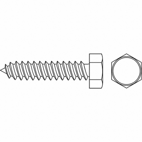 GRAINGER FNA21032GR43C Sheet Metal Screw, #12 Size, 1 Inch Length, Steel, Zinc Plated, Hex Washer, External Hex | CQ4MJG 5GZN3