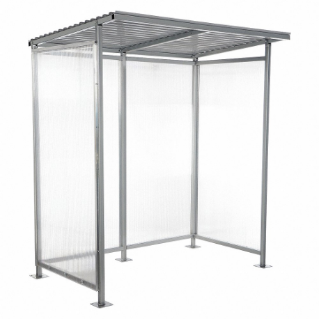Smoking Shelter, 3 Sides, 75 x 49 x 84 Inch Size, Steel, Silver, Unassembled