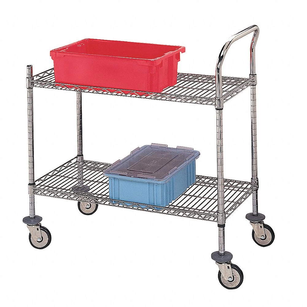 GRAINGER U2-1836C-RP Utility Cart With Three-Sided Lipped Wire Shelves, 500 lb Load Capacity, Silver | CQ7YXK 9KG61
