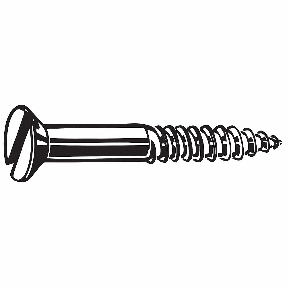 Wood Screw, Steel, 0.279 In Head Dia., 1 1/4 In Lg., 0.039 In Drive Size, 6 Screw Size, Oval