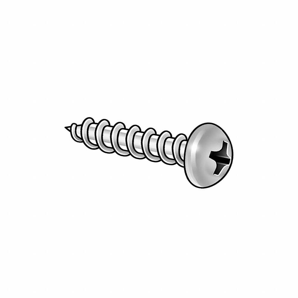 Tapping Sheet Metal Screw, 1 1/4 In Lg., 0.134 In Head Ht., 0.412 In Head Dia., 12 Screw Size, Phillips, Truss