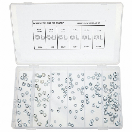 GRAINGER WWG6BCUVSMGR Hex Locknut Assortment, Steel | CQ2AFJ 4FAE8