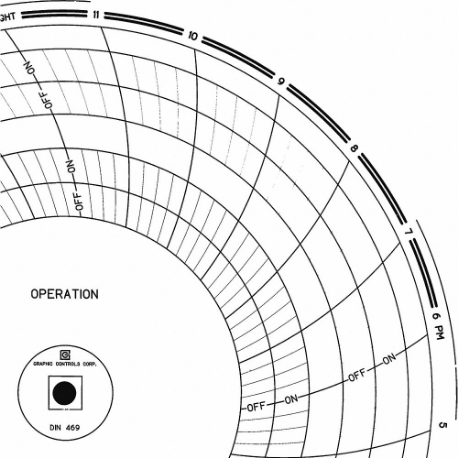 GRAPHIC CONTROLS Chart 469 Circular Paper Chart, 8 Inch Chart Dia, 120 to 240VAC, 60 Pack | CR3HNH 30ZY28