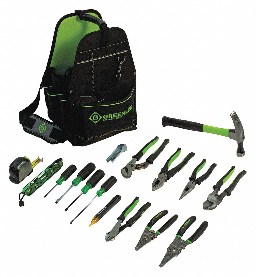 GREENLEE 0159-17ELEC Electricians Tool Kit, 17 Pieces, Caddy | CJ2CFA 416J65