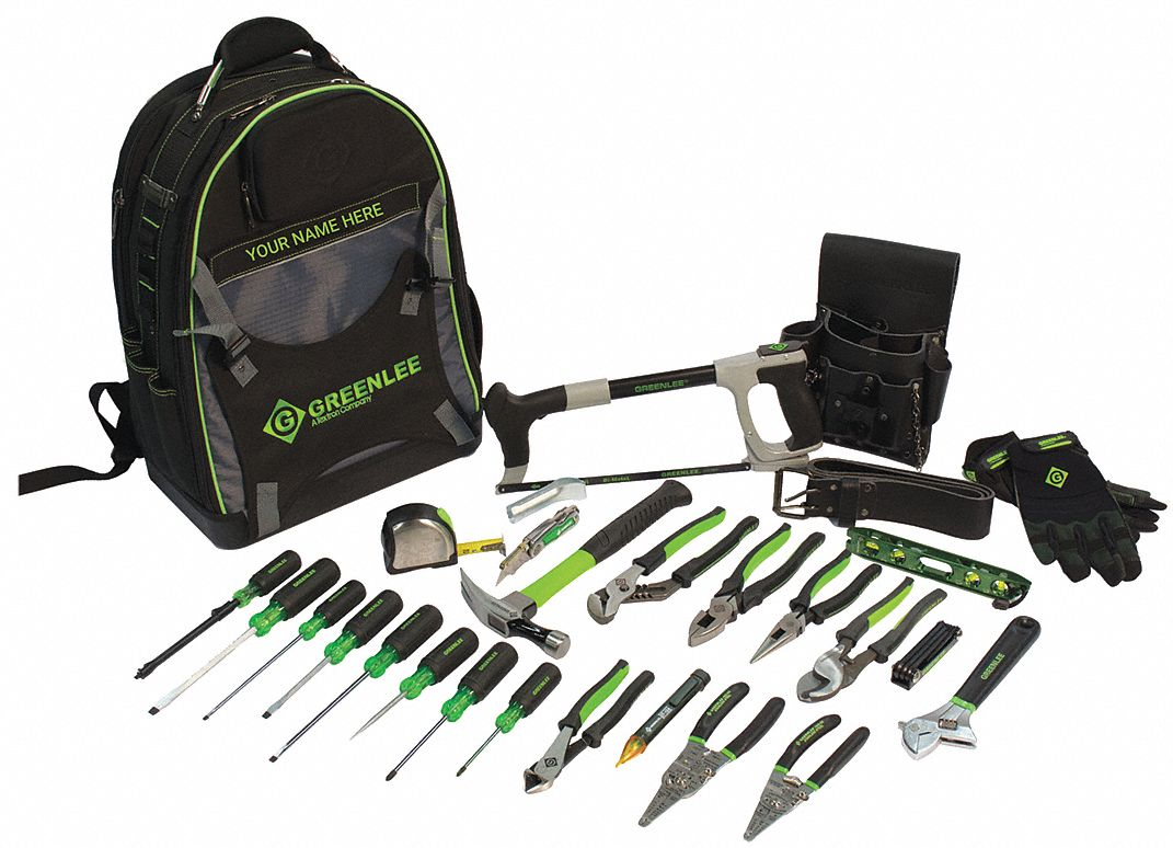 GREENLEE 0159-28BKPK Electricians Tool Kit, 28 Pieces, Backpack | CJ2CEZ 416J63