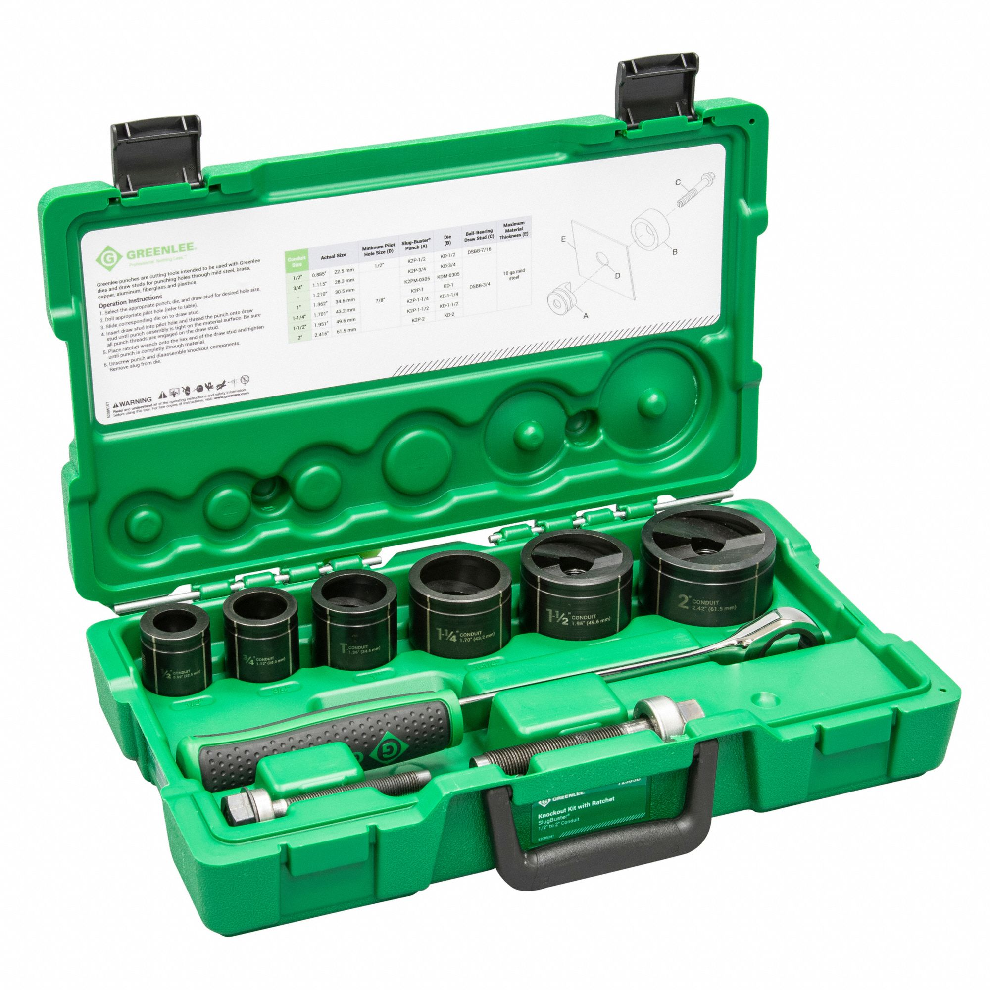 Greenlee 7238SB | 5C632 | Knockout Kit, With Ratchet And Punch, 1