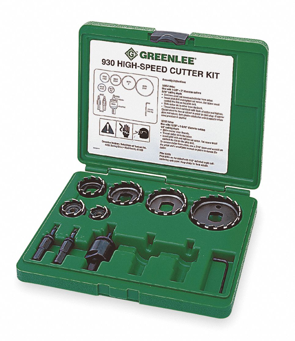 GREENLEE 930 Hole Saw Cutter Kit, 7/8 to 2-1/2 Inch Size, 6 Pieces | AD7RNT 4GB13