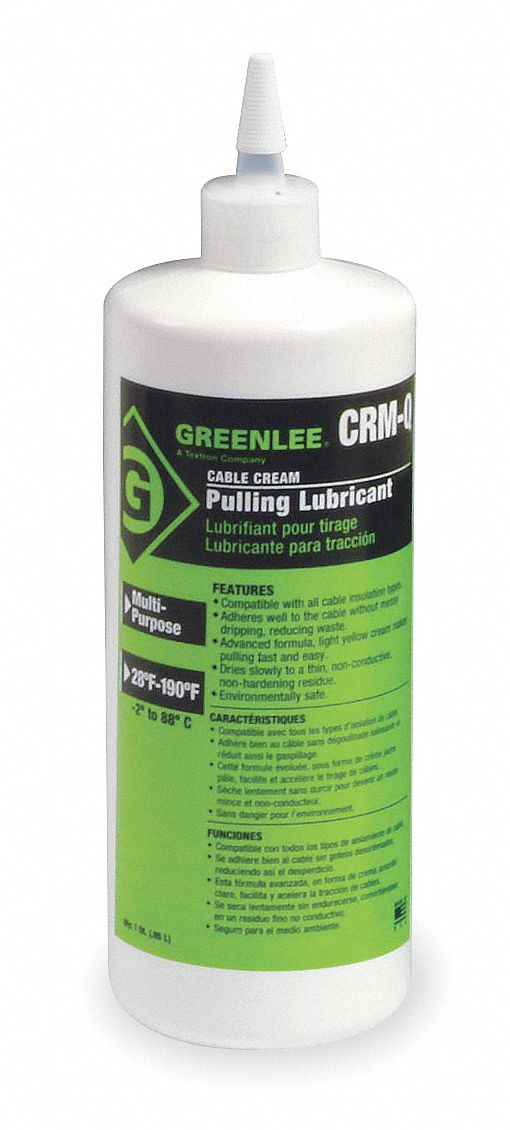 GREENLEE CRM-Q Cable and Wire Pulling Lubricants, 29 Deg to 190 Deg F, No Additives, 1 qt, Squeeze Bottle | CR3LPN 4A801