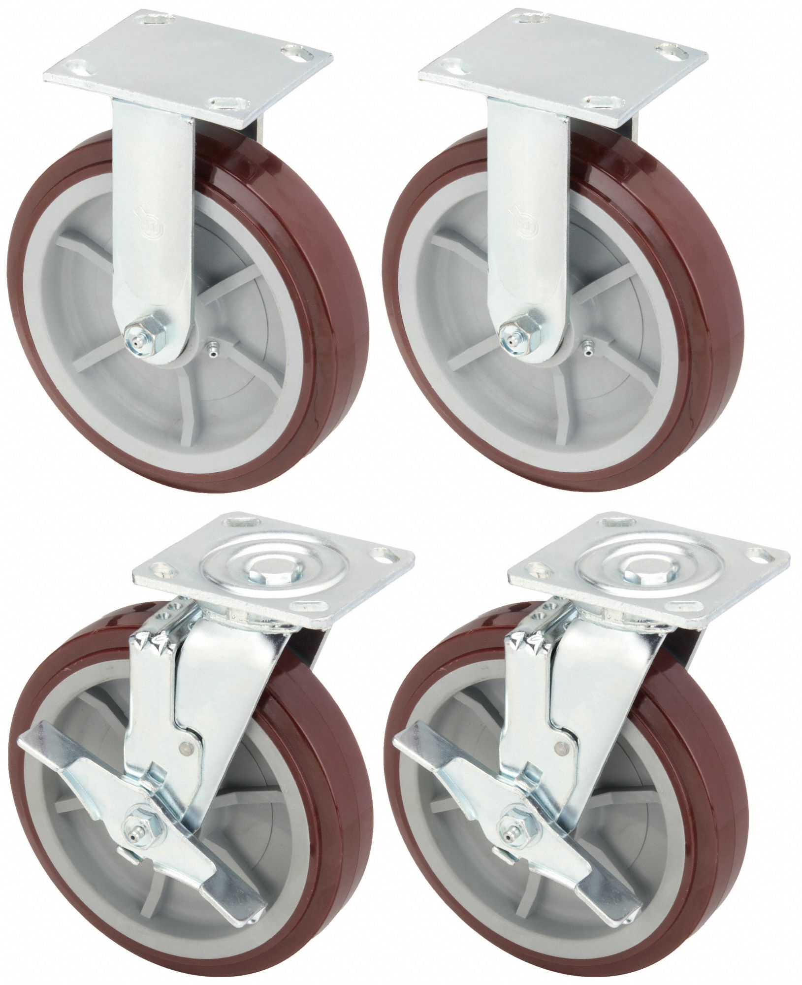 GREENLEE CRSL8 Standard Plate Caster Kit, 8 Inch Wheel Dia., 3600 lb, 9 1/2 Inch Mounting Ht | CJ3MXB 449U05