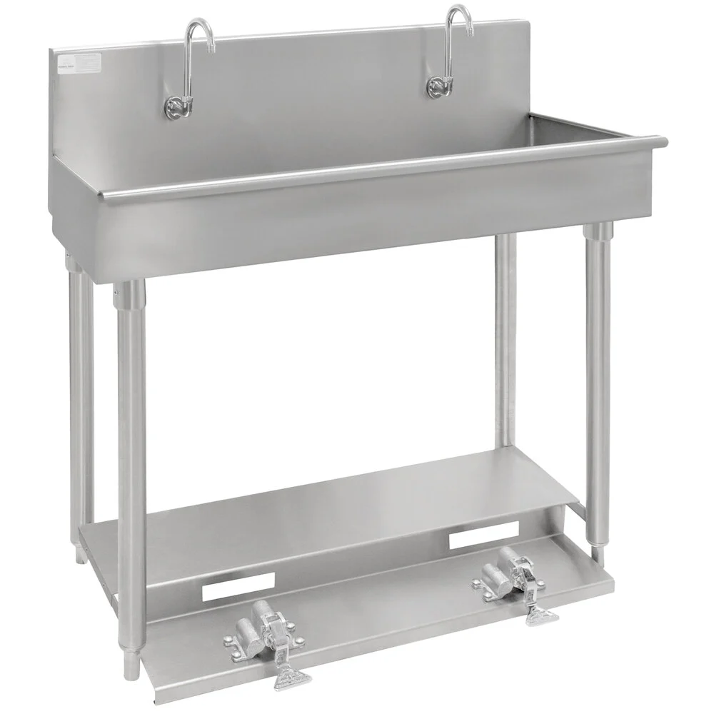 Hand Sink With 8 Inch Size Deep Bowl and 3 Toe Operated Faucet, 60 X 17 1/2 Inch Size