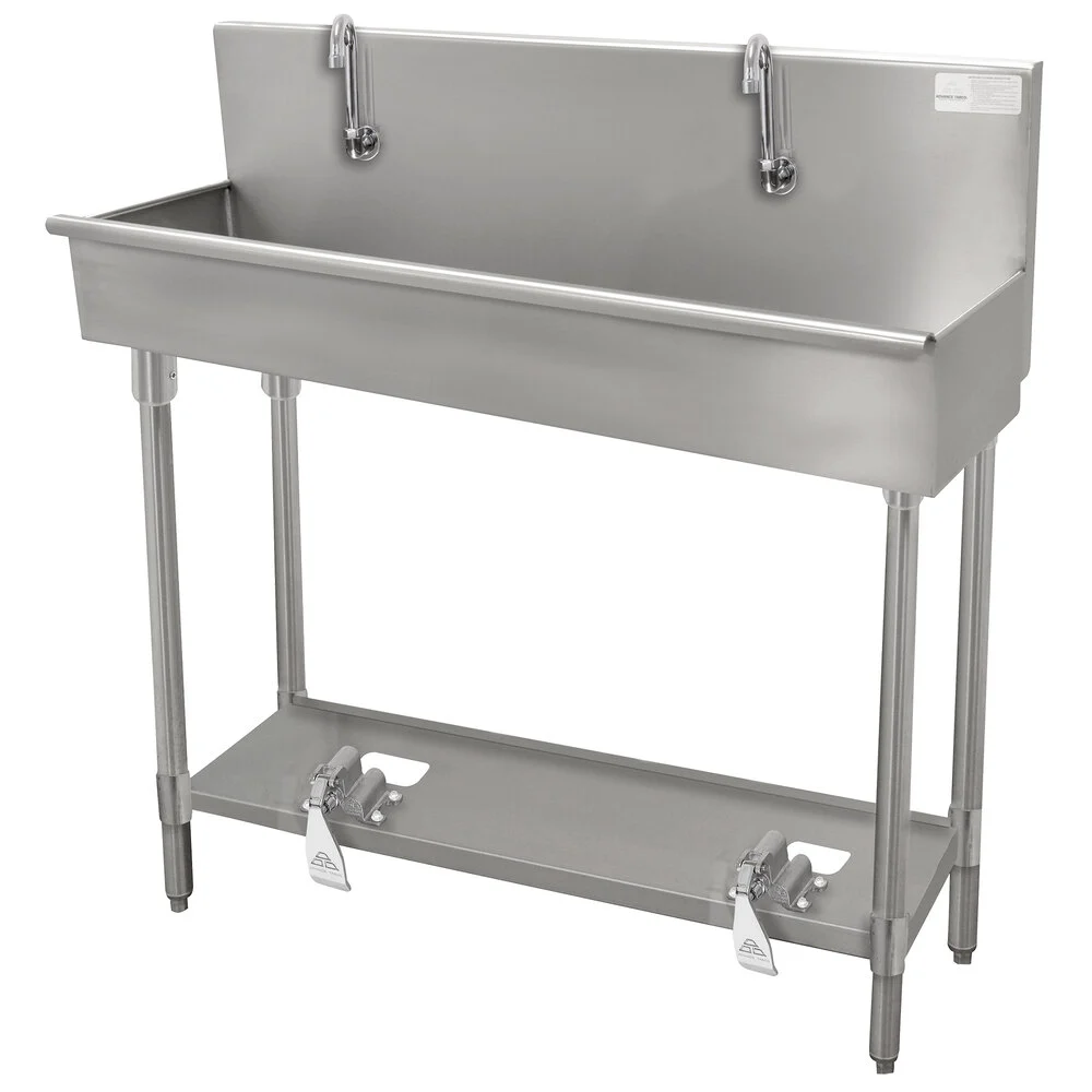 Hand Sink With 8 Inch Size Deep Bowl and 4 Toe Operated Faucet, 80 X 17 1/2 Inch Size