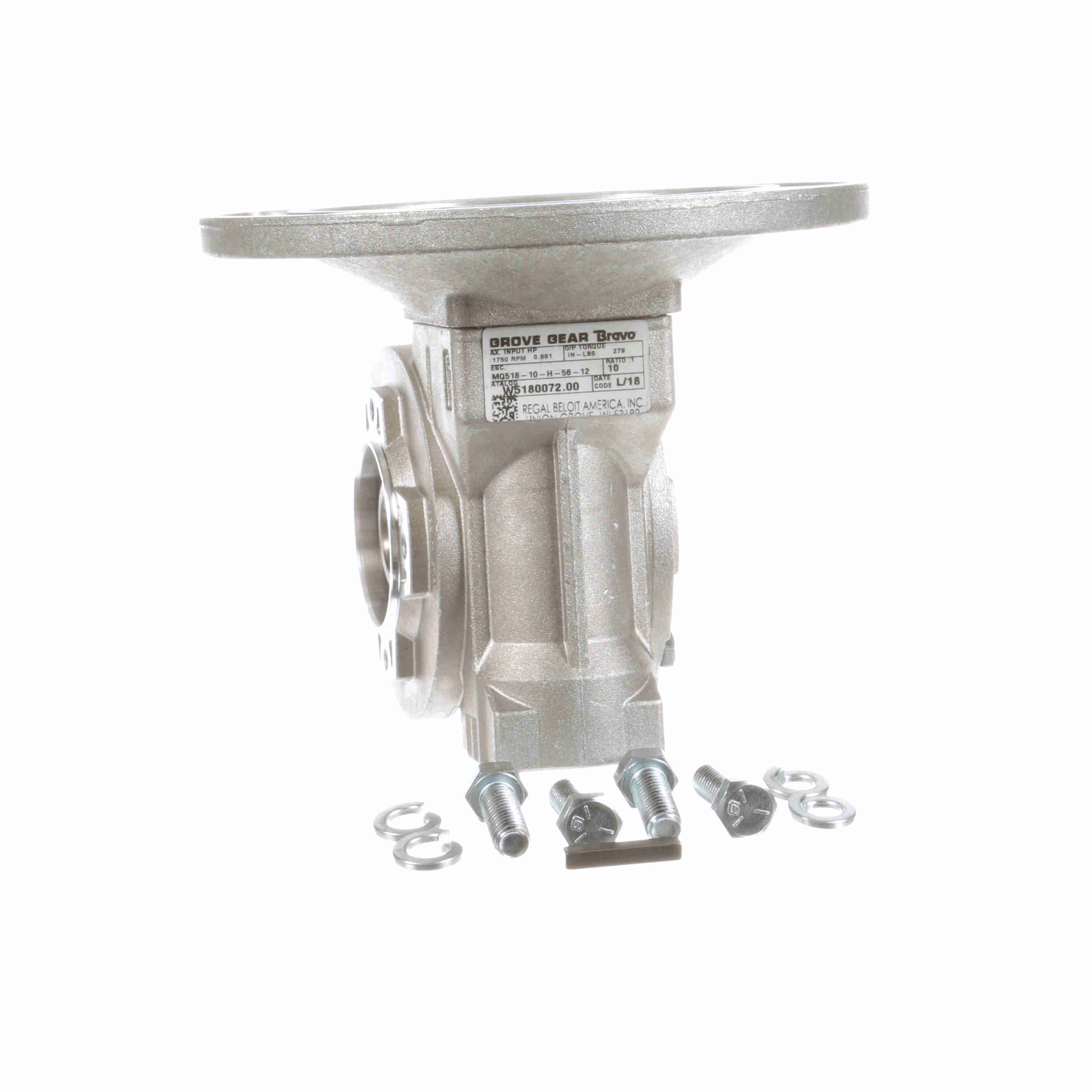 GROVE GEAR W5180072.00 Worm Reducer, 10:1 Ratio, 0.625 Inch I.D, 0.75 Inch O.D, Right Angle Aluminum | AX4BFT