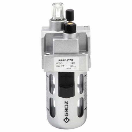 GROZ L1491 Compressed Air Lubricator, Micro Mist, 1/4 Inch Npt, 58 Cfm, 145 PSI | CR3MHY 36JN57