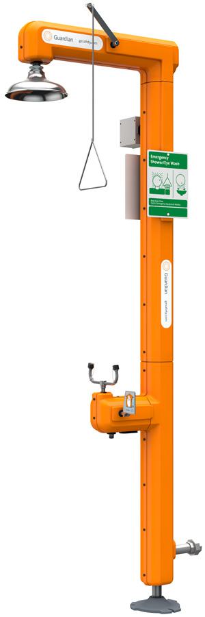 GUARDIAN EQUIPMENT GFR3510 Heated Safety Station, with Eyewash, SS Pipe/Fittings, Bottom Inlet | CV7AZJ