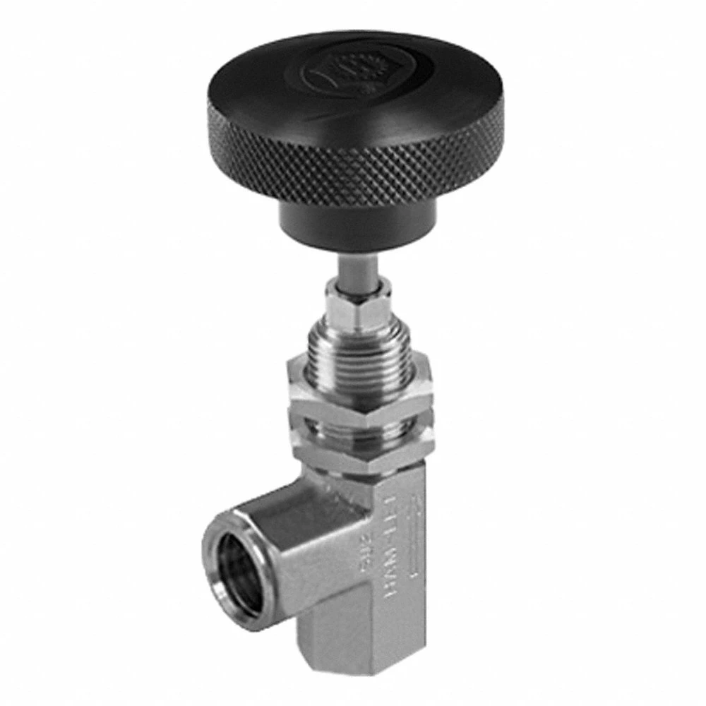 Plumbing Needle Valve, Angle Valve Body, 316 Stainless Steel, Integral Bonnet, FNPT x FNPT