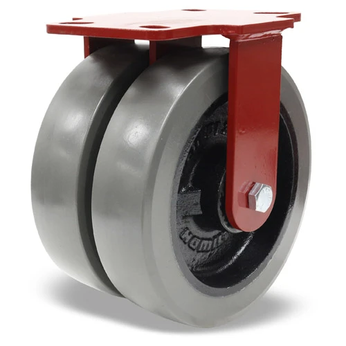 Dual Wheel Rigid Caster, 8 x 2 Inch, 3000 lb at 3 mph, 1/2 Inch Precision Bearing