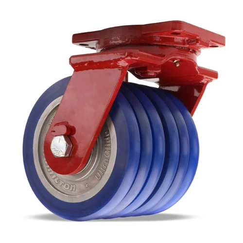 Dual Wheel Swivel Caster, 8 x 3 Inch, 5100 lb at 3 mph, Ultraglide Ergo, 3 Inch Wheel Face