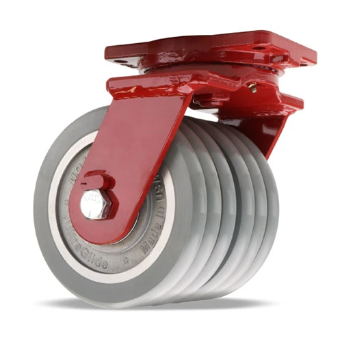 Dual Wheel Swivel Caster, 8 x 3 Inch, 7000 lb at 3 mph, Ultraglide 24-7, 3 Inch Wheel Face