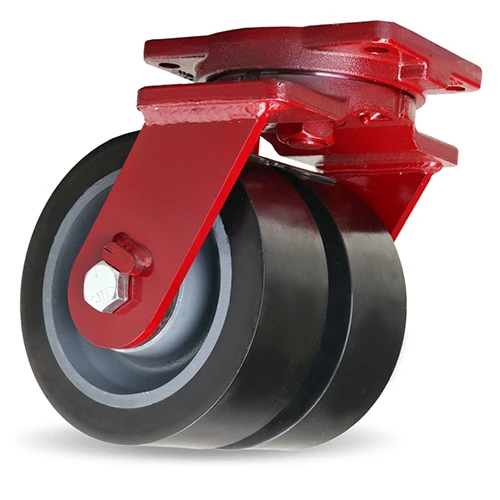 Dual Wheel Swivel Caster, 8 x 3 Inch, 6800 lb at 3 mph, 3/4 Inch Precision Bearing