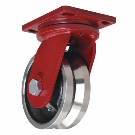 HAMILTON S-EPSD-84FVT V-Groove Track-Wheel Plate Caster, 8 Inch Dia, 10 1/2 Inch Height | CR3NNE 52YU15
