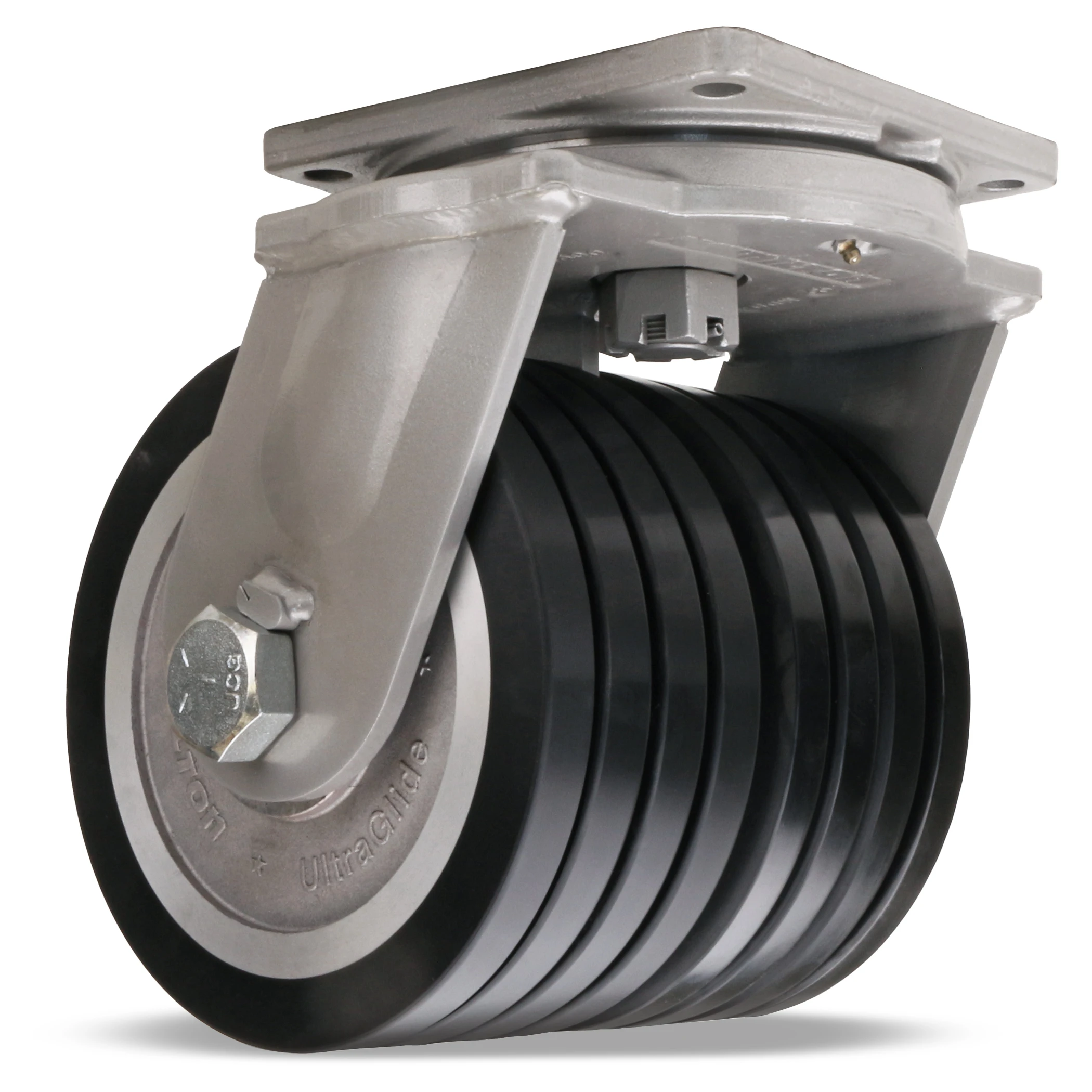 Dual Wheel Swivel Caster, 8 x 4 Inch, 8700 lb at 3 mph, 1 1/4 Inch Precision Bearing