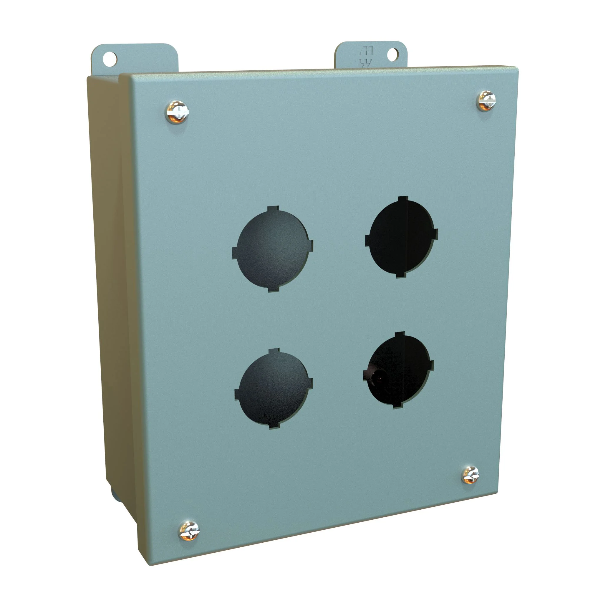 HAMMOND 1435F Pushbutton Enclosure, 4 Holes, 30mm, 8 x 7 x 3 Inch Size, Wall Mount, Carbon Steel | CV7JMY