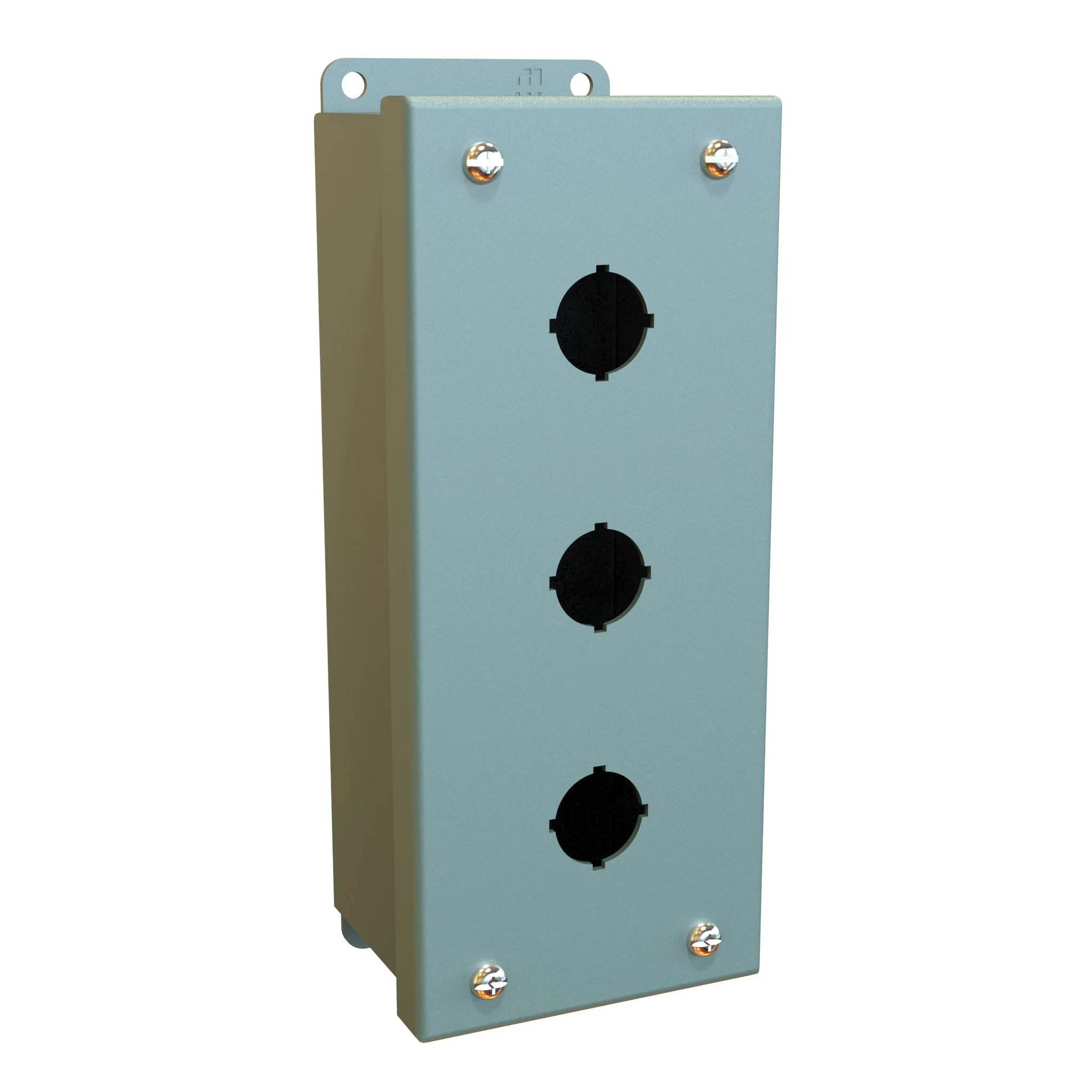 HAMMOND 1435MC Pushbutton Enclosure, 3 Holes, 22mm, 8 x 4 x 3 Inch Size, Wall Mount, Carbon Steel | CV7JND