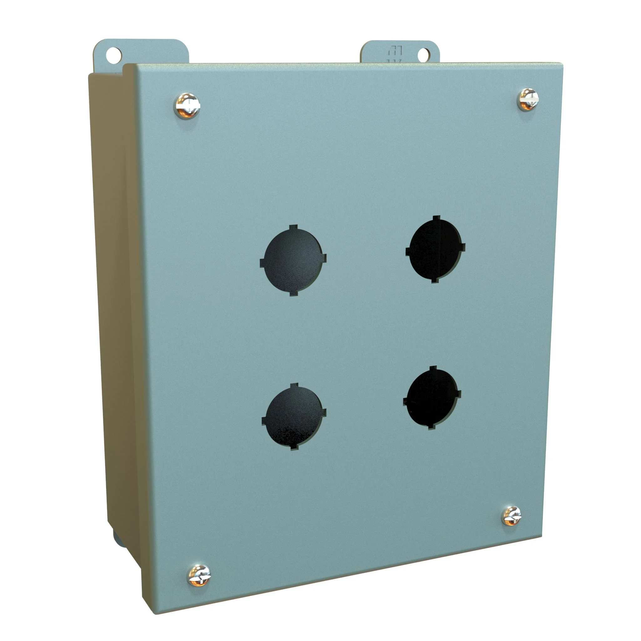 HAMMOND 1435MF Pushbutton Enclosure, 4 Holes, 22mm, 8 x 7 x 3 Inch Size, Wall Mount, Carbon Steel | CV7JNF