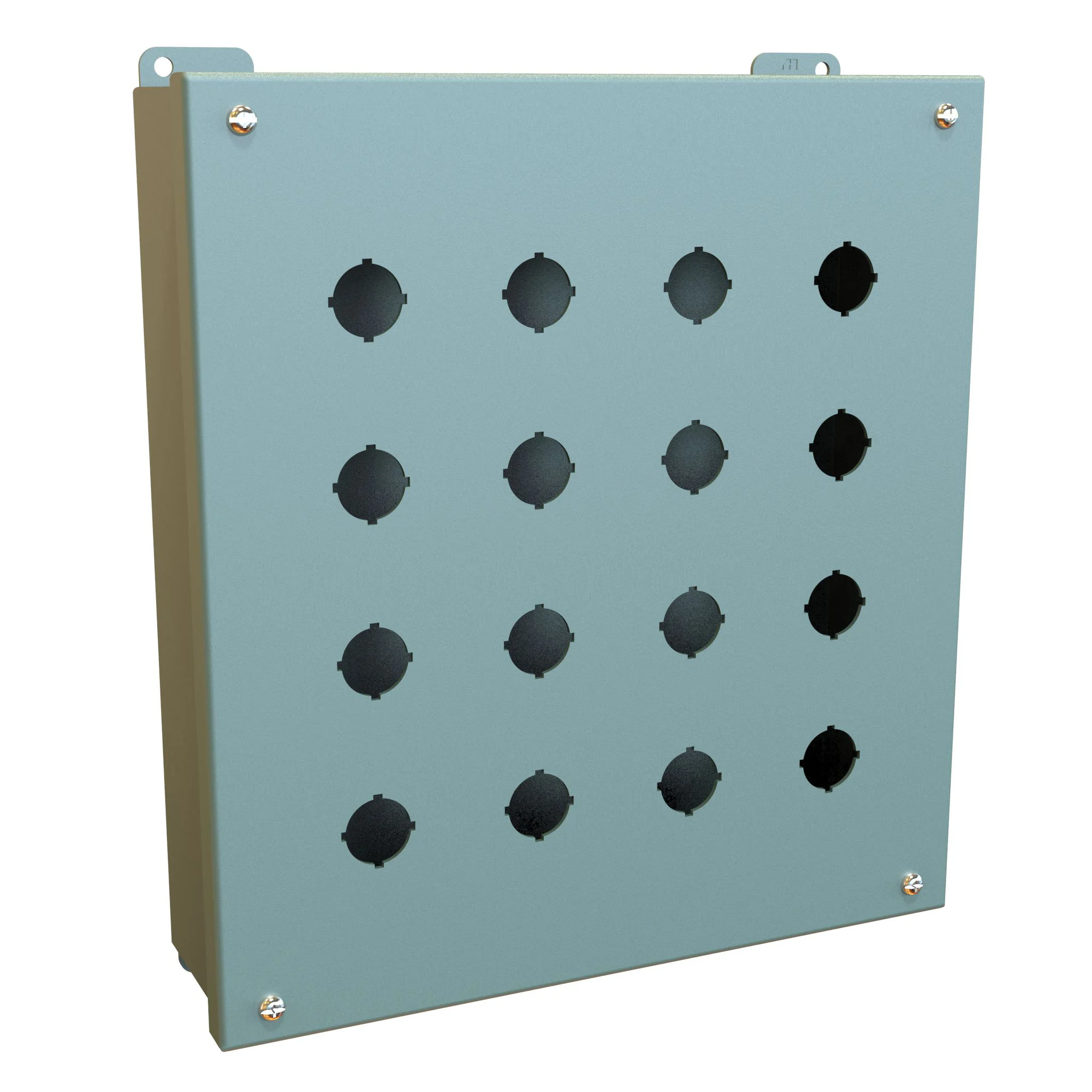 HAMMOND 1435MS Pushbutton Enclosure, 16 Holes, 22mm, 12 x 11 x 3 Inch Size, Wall Mount, Carbon Steel | CV7JNK
