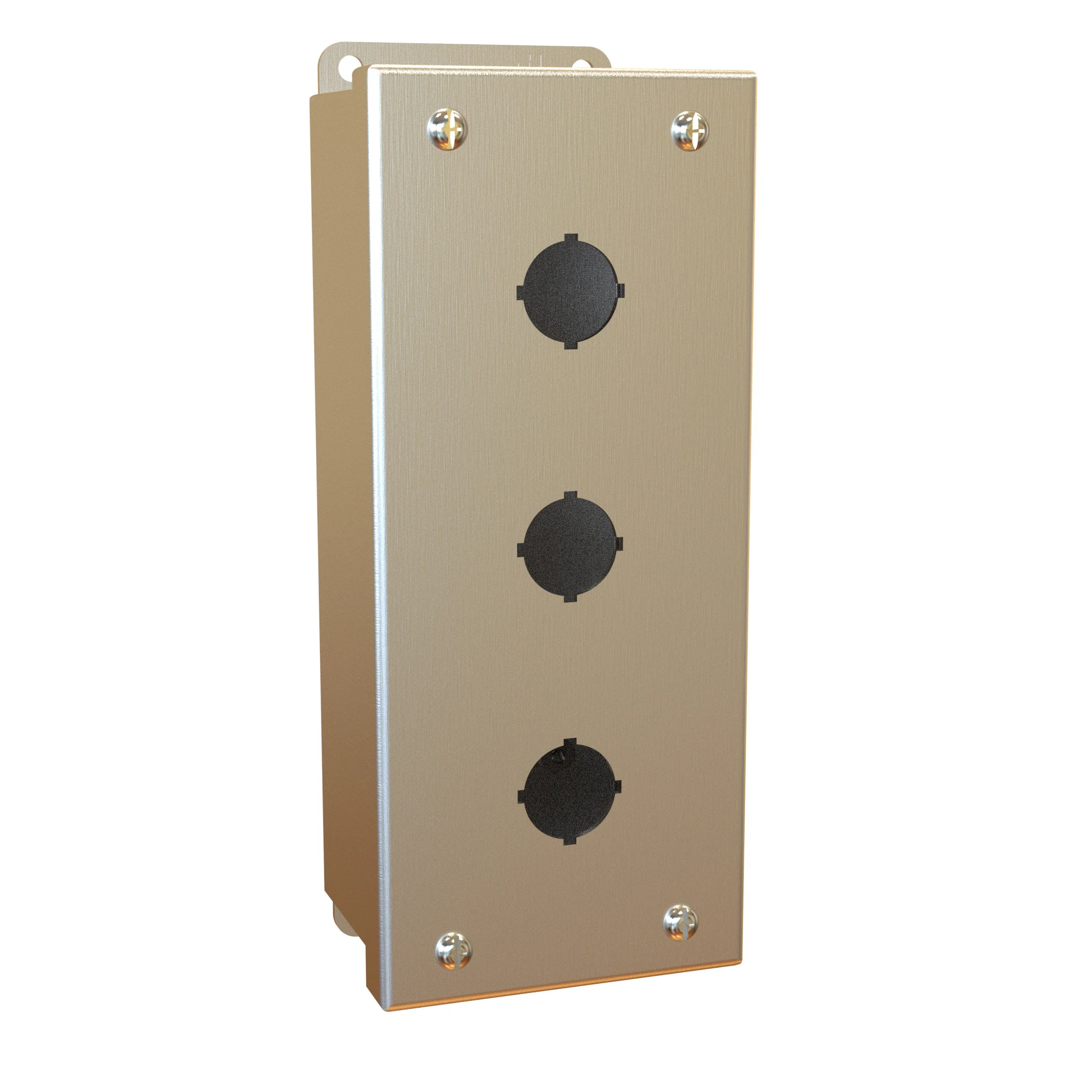 HAMMOND 1435MS16C Pushbutton Enclosure, 3 Holes, 22mm, 8 x 4 x 3 Inch Size, Wall Mount, 316 Stainless Steel | CV7JNN