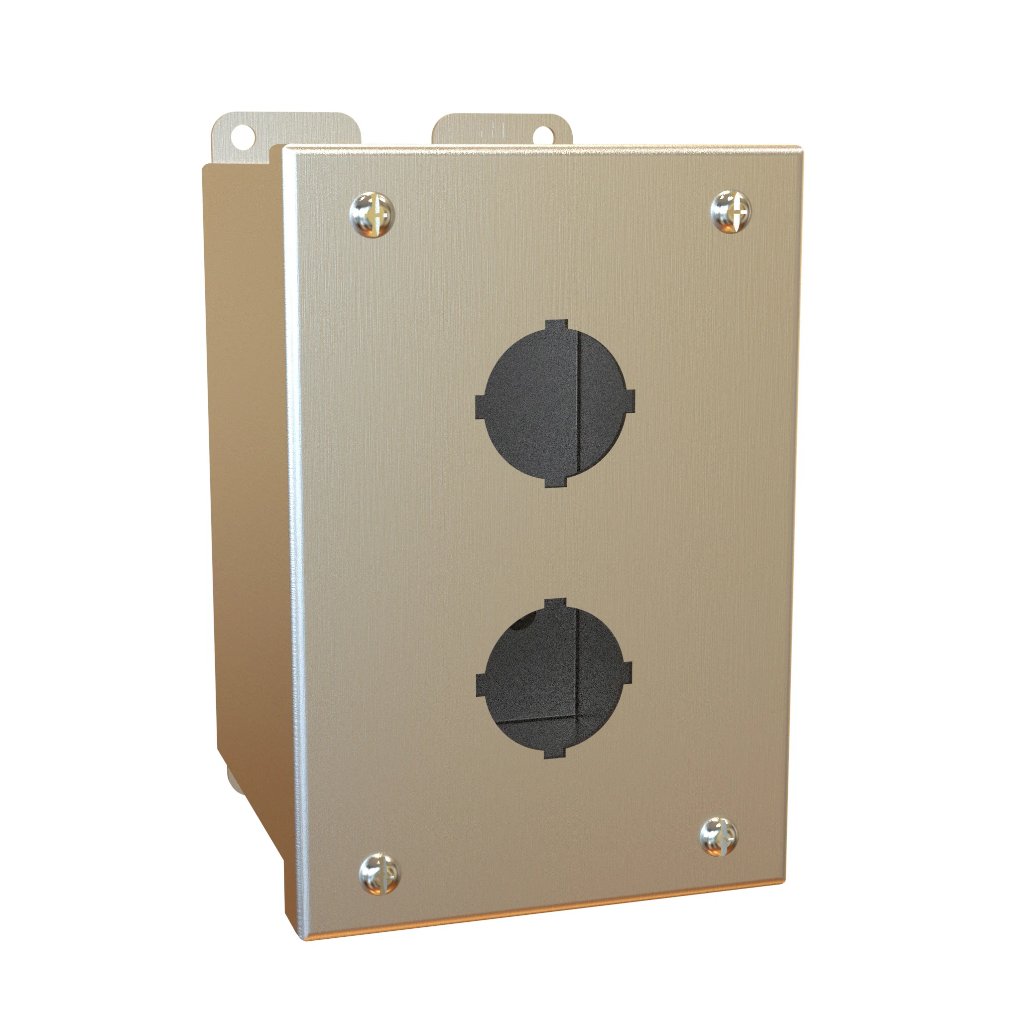 HAMMOND 1437MS16B Pushbutton Enclosure, 2 Holes, 22mm, 6 x 4 x 5 Inch Size, Wall Mount, 316 Stainless Steel | CV7JQM