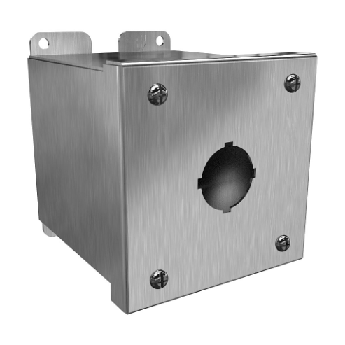 Pushbutton Enclosure, 1 Hole, 30mm, 4 x 4 x 5 Inch Size, Wall Mount, 316 Stainless Steel