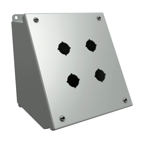 HAMMOND 1490MG4 Pushbutton Consolet, 4 Holes, 22mm, 7 x 7 x 7 Inch Size, Desktop Or Pedestal Mount | CV7FVY