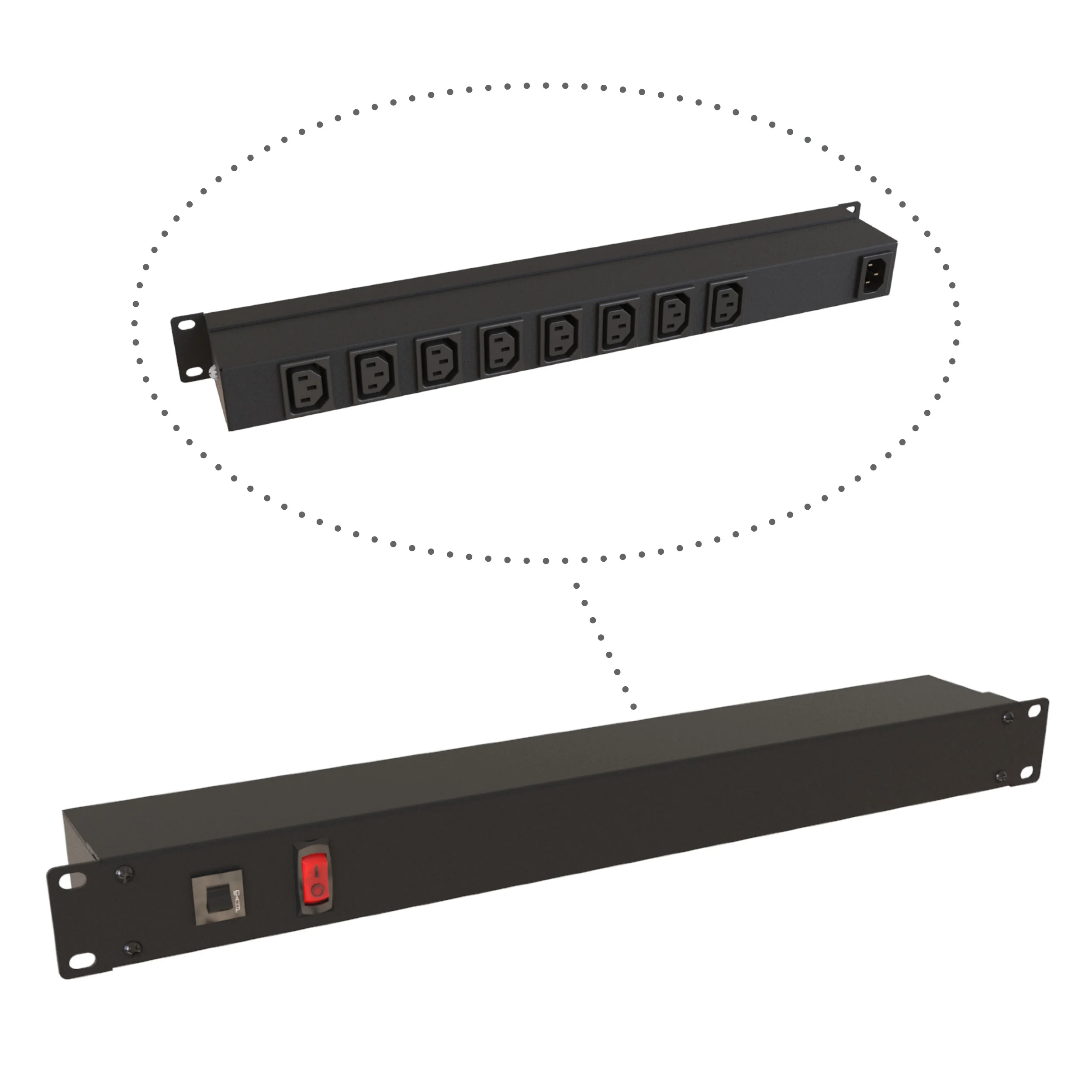 Power Distribution Unit, 8 Rec On Rear, 19 Inch