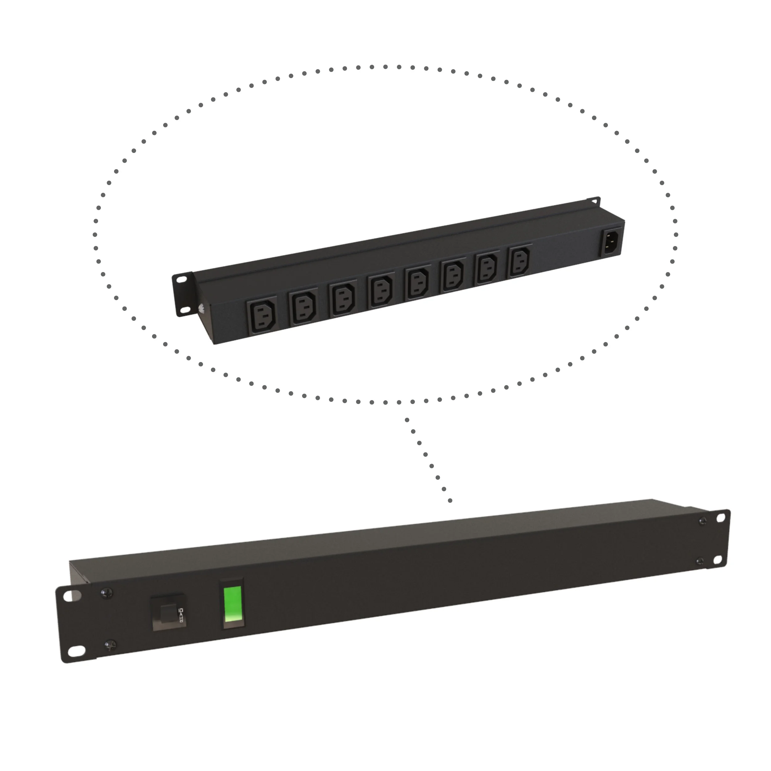 Power Distribution Unit, 8 Rec On Rear, 19 Inch