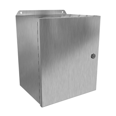 Enclosure, 12 x 10 x 8 Inch Size, Wall Mount, 316 Stainless Steel, #4 Brush Finish