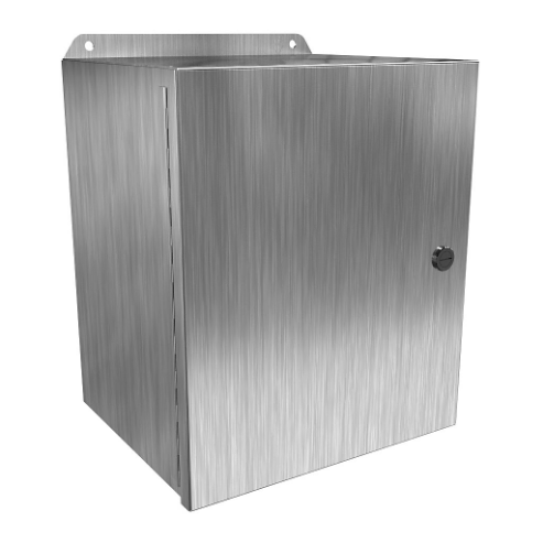 Enclosure, 12 x 10 x 8 Inch Size, Wall Mount, 304 Stainless Steel, #4 Brush Finish