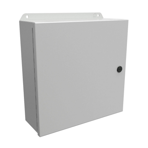 Enclosure, 12 x 12 x 4 Inch Size, Wall Mount, Carbon Steel, Ral 7035 Light Gray