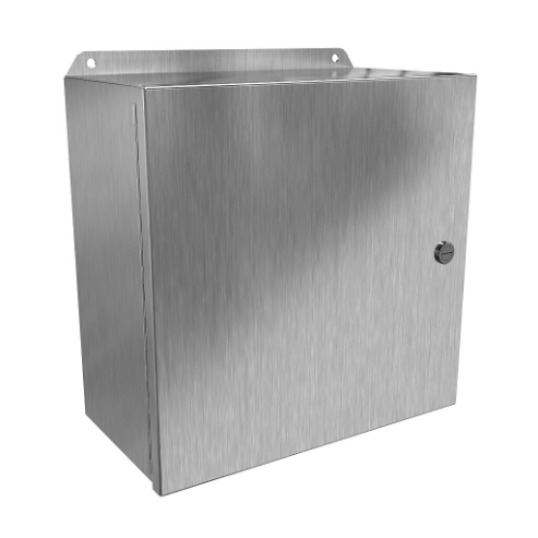 Enclosure, 12 x 12 x 6 Inch Size, Wall Mount, 316 Stainless Steel, #4 Brush Finish