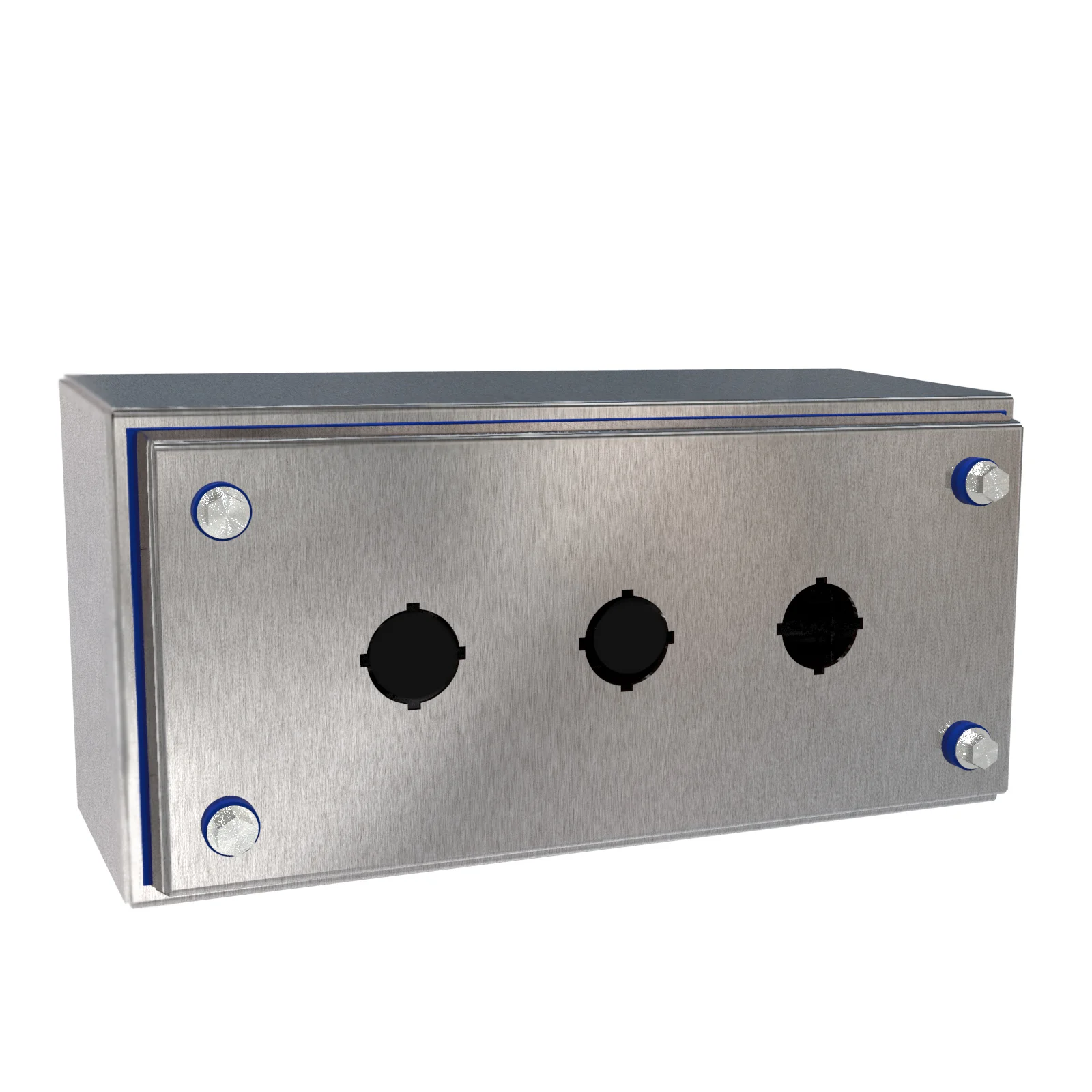 HAMMOND HYMPB3SS Sanitary Pushbutton Enclosure, 3 Holes, 22mm, Slope Top, 10 x 5 x 4 Inch Size, Wall Mount | CV7KZW