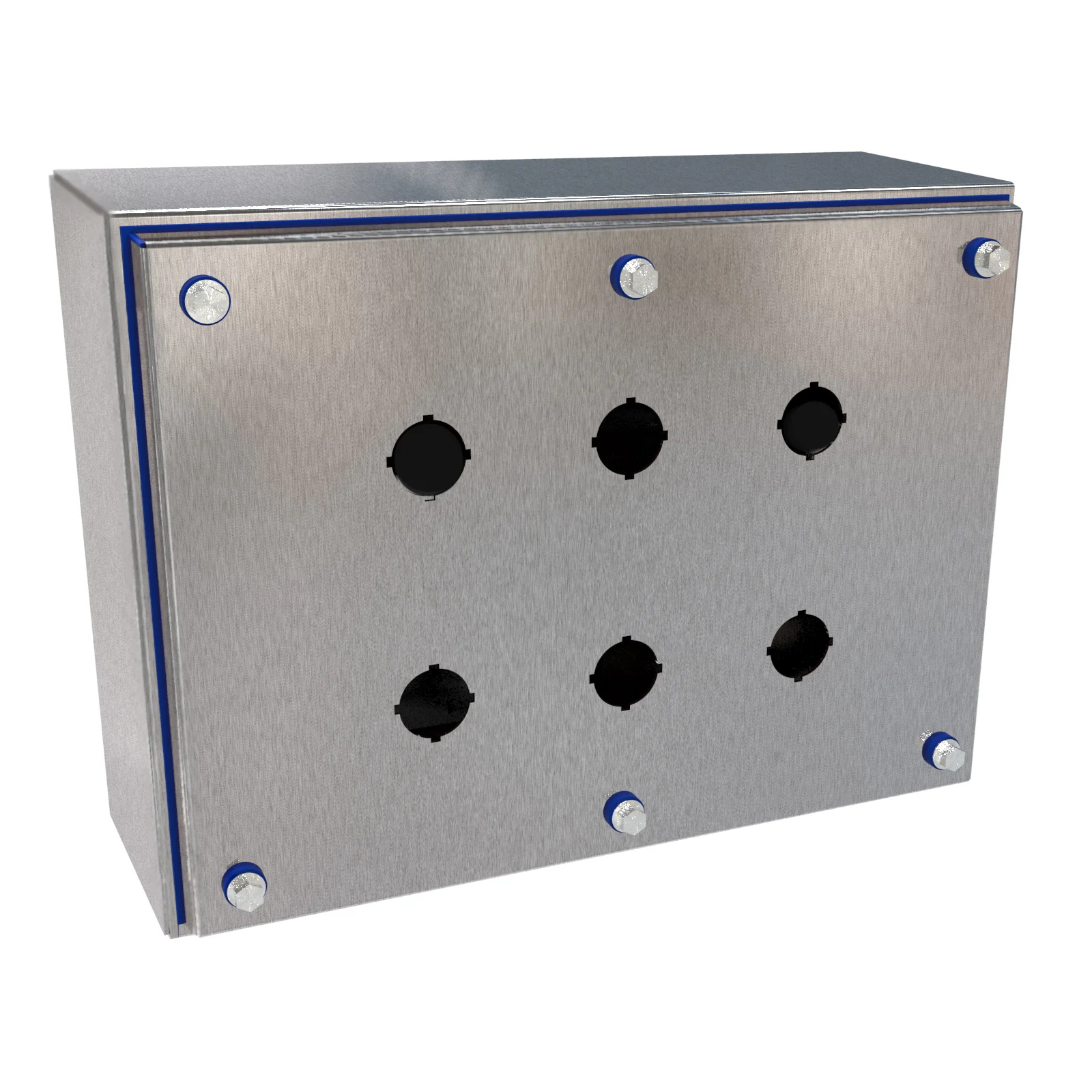 HAMMOND HYMPB6SS Sanitary Pushbutton Enclosure, 6 Holes, 22mm, Slope Top, 12 x 9 x 4 Inch Size, Wall Mount | CV7KZZ
