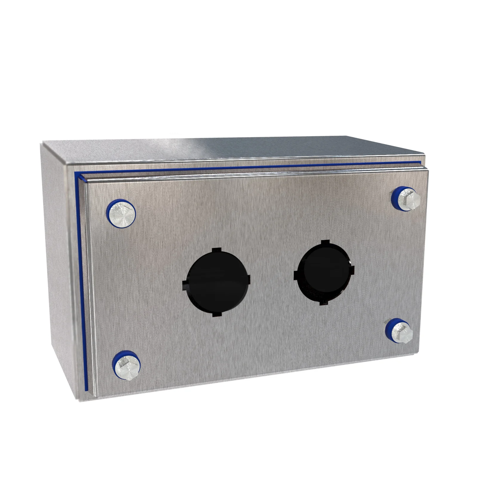 HAMMOND HYPB2SS Sanitary Pushbutton Enclosure, 2 Holes, 30mm, Slope Top, 8 x 5 x 4 Inch Size, Wall Mount | CV7LAB