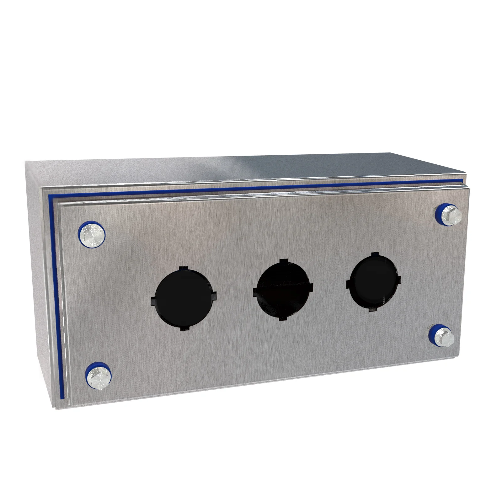 HAMMOND HYPB3SS Sanitary Pushbutton Enclosure, 3 Holes, 30mm, Slope Top, 10 x 5 x 4 Inch Size, Wall Mount | CV7LAC