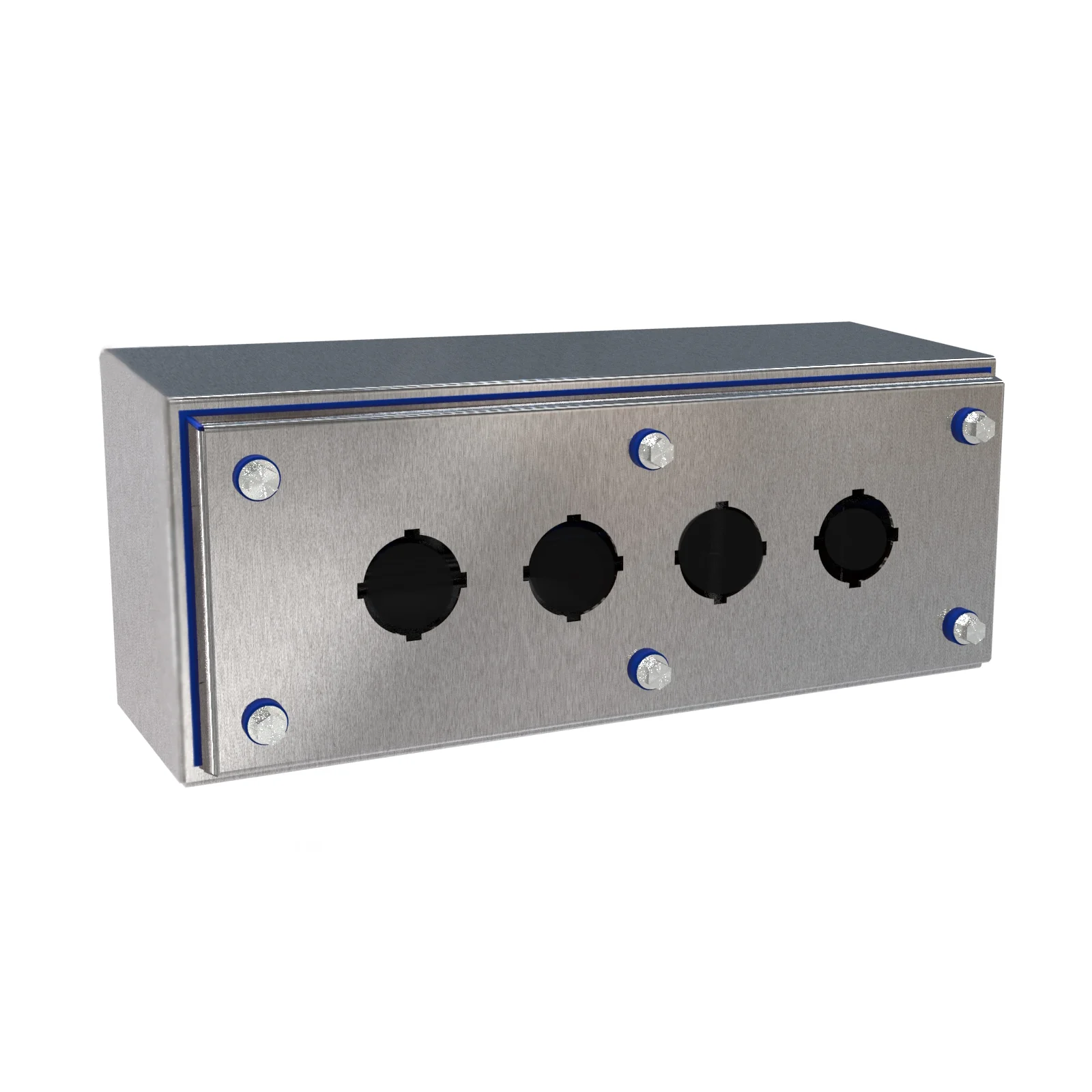 HAMMOND HYPB4VSS Sanitary Pushbutton Enclosure, 4 Holes, 30mm, Slope Top, 12 x 5 x 4 Inch Size, Wall Mount | CV7LAE