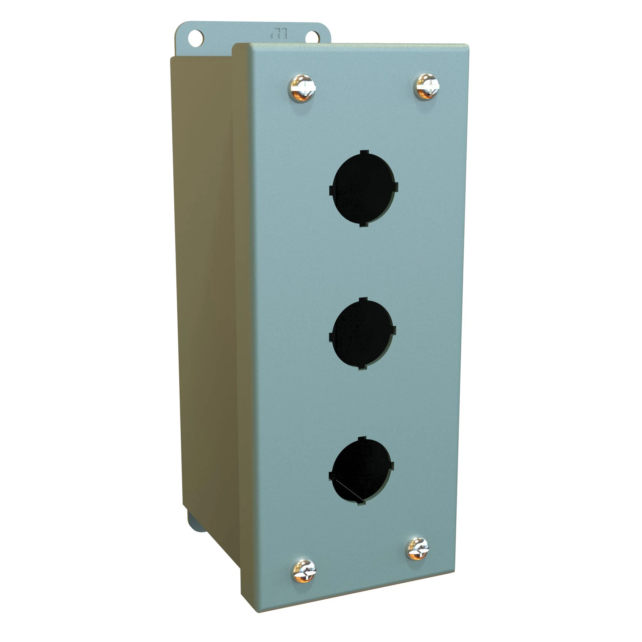 HAMMOND MPB3 Pushbutton Enclosure, 3 Holes, 22mm, 7 x 3 x 4 Inch Size, Wall Mount, Carbon Steel | CV7LDV