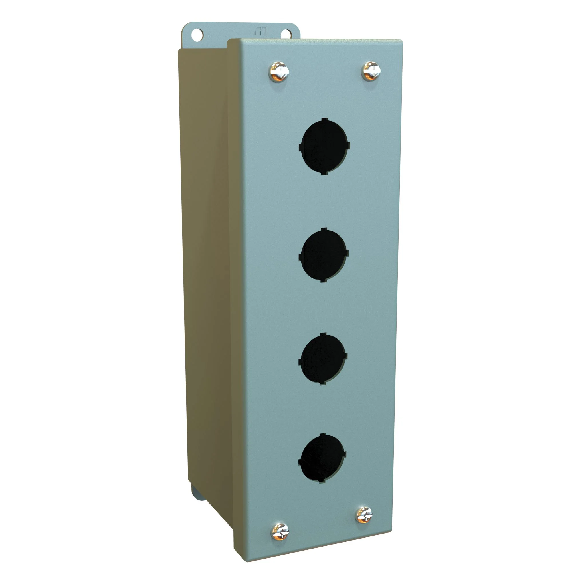 HAMMOND MPB4 Pushbutton Enclosure, 4 Holes, 22mm, 9 x 3 x 4 Inch Size, Wall Mount, Carbon Steel | CV7LDX