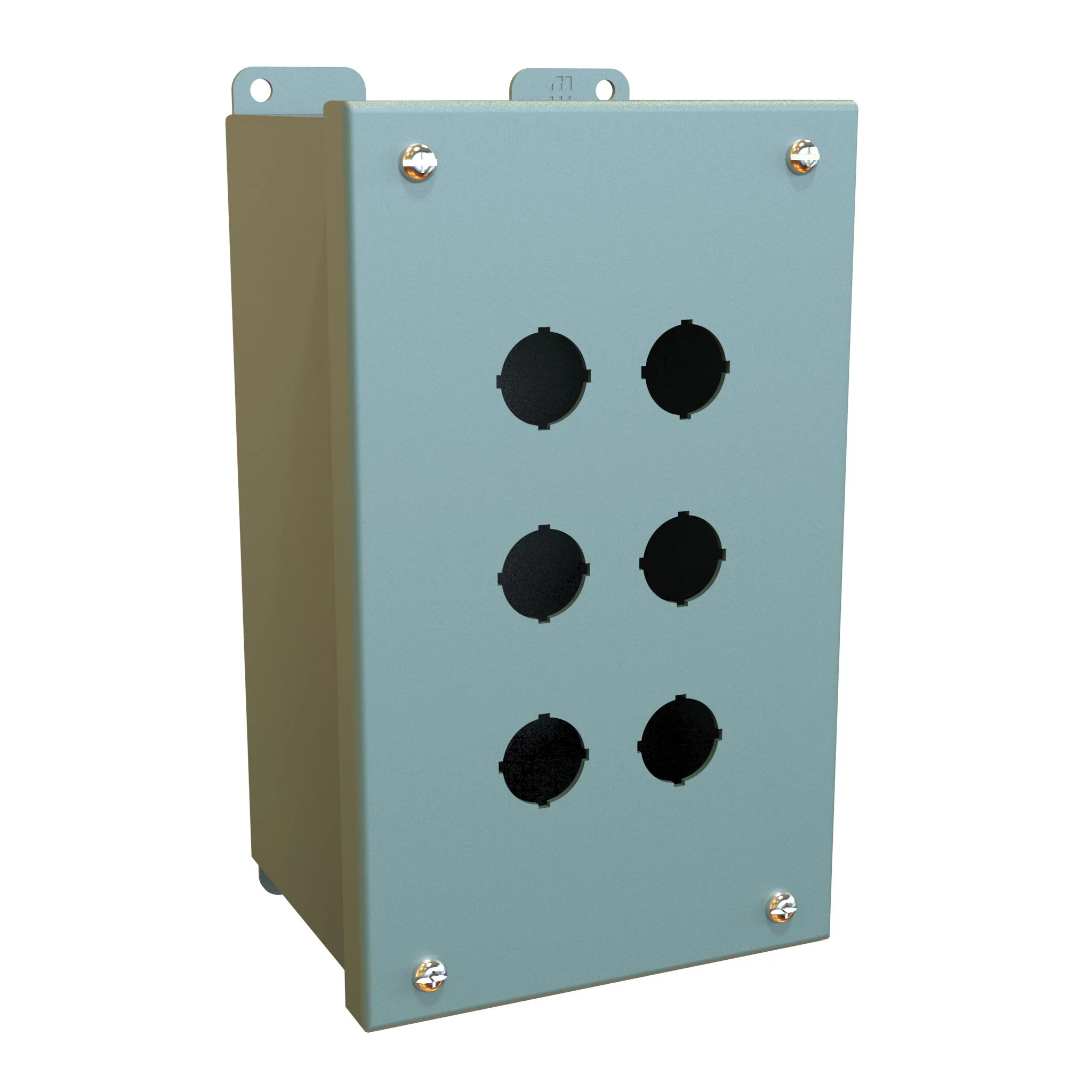 HAMMOND MPB6 Pushbutton Enclosure, 6 Holes, 22mm, 9 x 5 x 4.5 Inch Size, Wall Mount, Carbon Steel | CV7LDZ