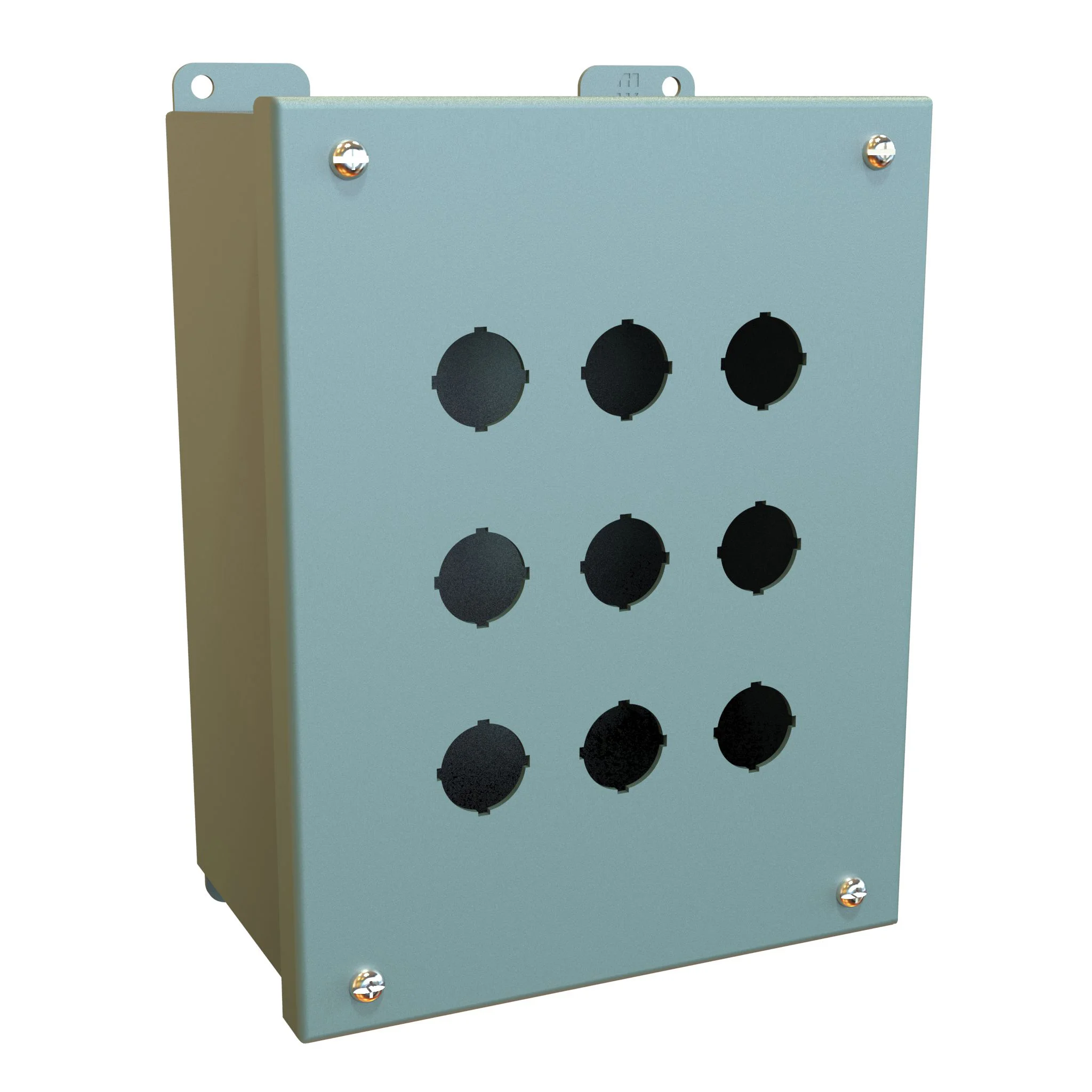HAMMOND MPB9 Pushbutton Enclosure, 9 Holes, 22mm, 9 x 7 x 4.5 Inch Size, Wall Mount, Carbon Steel | CV7LEB